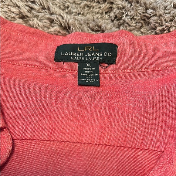Lauren Ralph Lauren Red Casual Button Down Shirt - Picture 2 of 7
